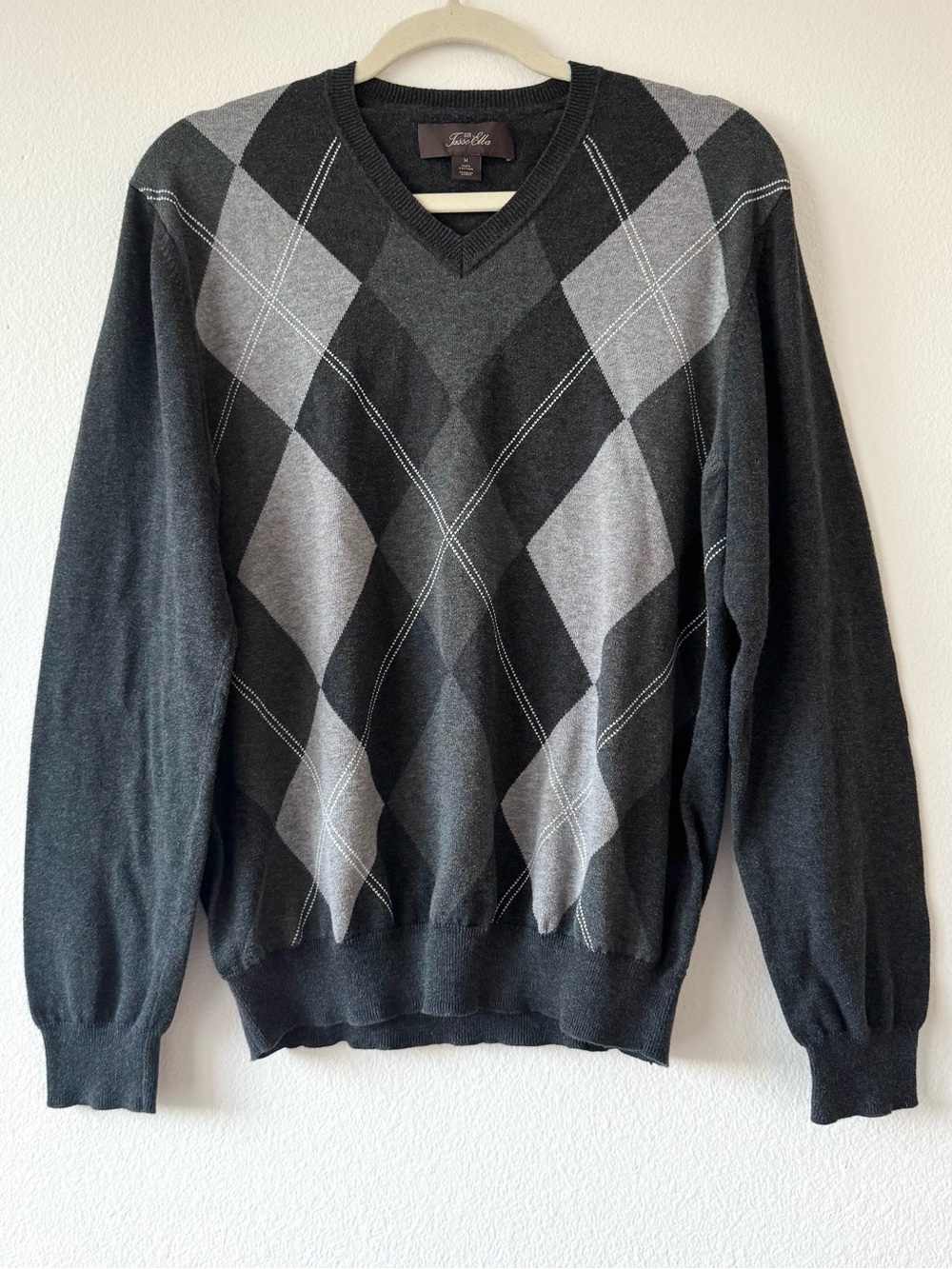 Tasso Elba Argyle Sweater Pullover Long Sleeve